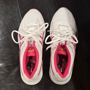 ASICS White and Pink Women's Athletic Running Shoes